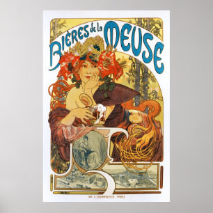 Póster Alfonso (Alfonso) Mucha:  La la Mosa de Bieres de