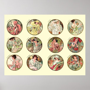 Póster Alfonso Mucha doce meses del año