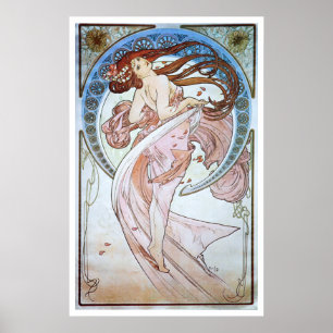 Póster Alfonso Mucha. La Danse/danza, 1898