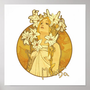 Póster Alfonso Mucha - las flores