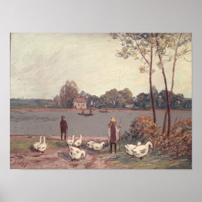 Póster Alfred Sisley | A orillas del río Loing (Frente)
