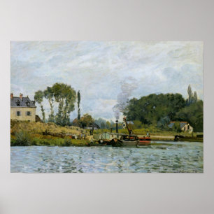 Póster Alfred Sisley Boats at the lock at Bougival
