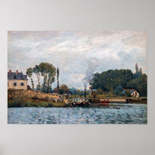 Póster Alfred Sisley - Boats at the Lock at Bougival