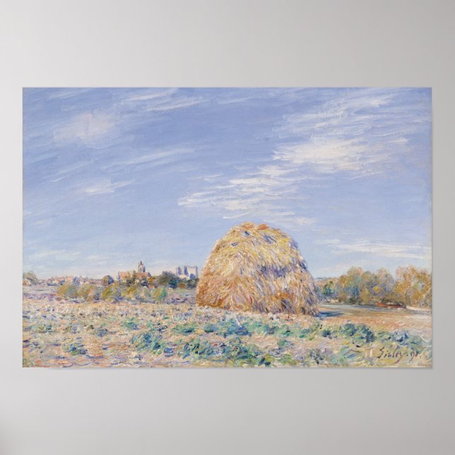 Póster Alfred Sisley | Haystack en las orillas del Loing (Frente)