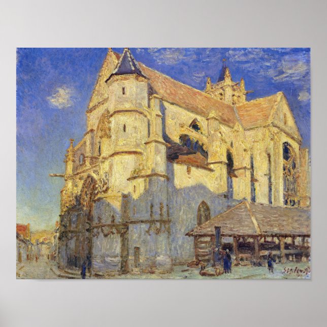 Póster Alfred Sisley | Iglesia en Moret, clima helado (Frente)