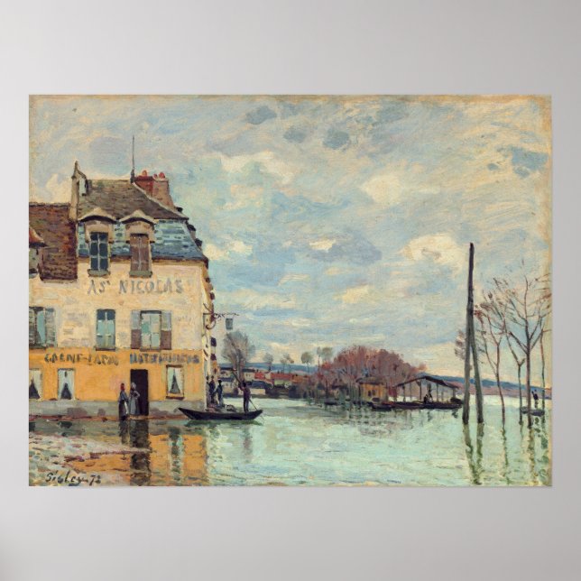 Póster Alfred Sisley - Inundación en Port-Marly 1872 (Frente)