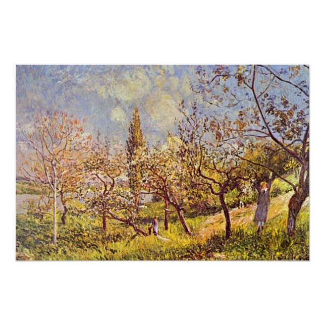 Póster Alfred Sisley Orchard en primavera (Anverso)