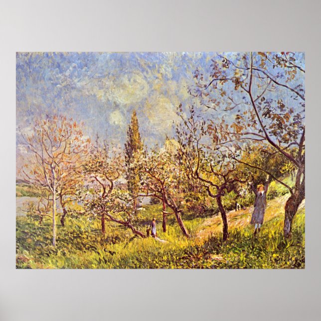 Póster Alfred Sisley Orchard en primavera (Frente)