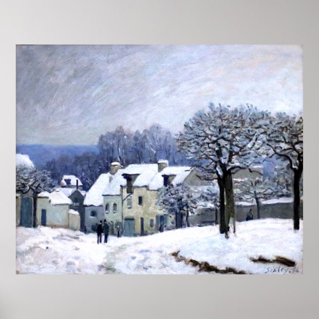 Póster Alfred Sisley Place du Chenil en Marly, nieve (Frente)