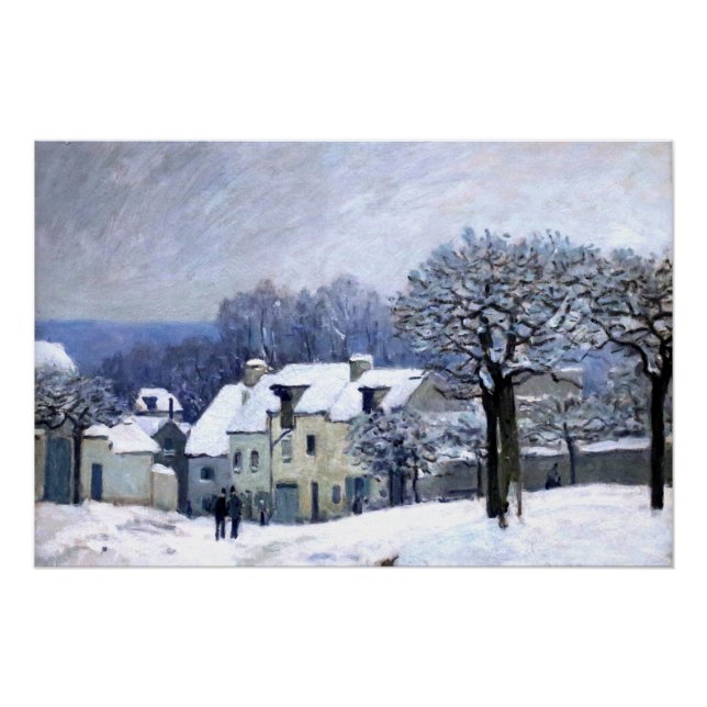 Póster Alfred Sisley Place du Chenil en Marly, nieve (Anverso)