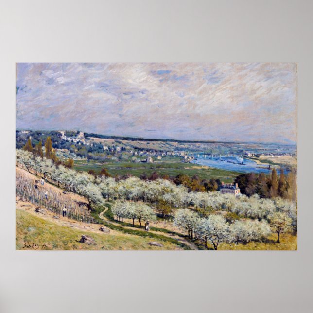 Póster Alfred Sisley - Terraza en Saint-Germain, Primaver (Frente)