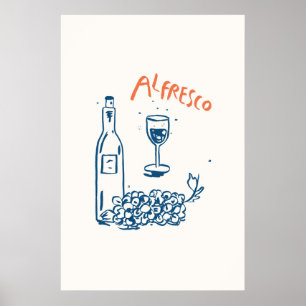 Póster Alfresco Vino Uvas de botella Imprimir italiano vi