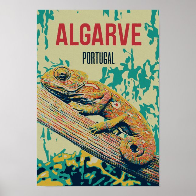 Póster Algarve Chameleon ilustracion Portugal (Frente)