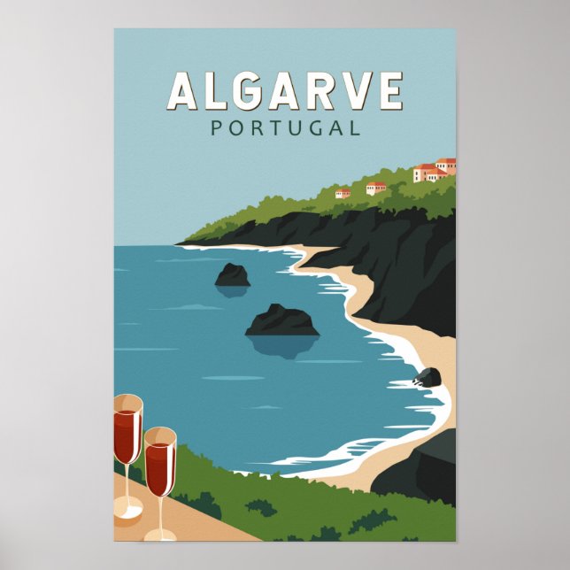 Póster Algarve Portugal Retro Viaje Art Vintage (Frente)