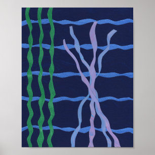 Póster Algas y Coral en el Océano Abstracto