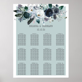 Póster Algo azul | Tabla de asientos para Bodas de flores