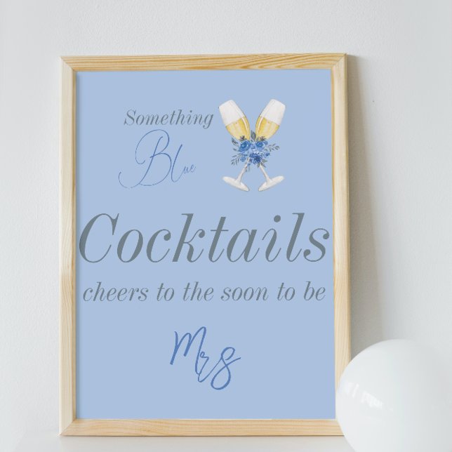 Póster Algo de Blue Champagne Floral Bridal Shower Bar (Subido por el creador)