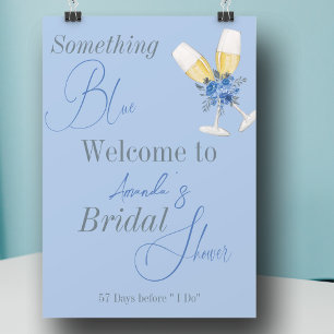 Póster Algo de Blue Watercolor Floral Bridal Shower