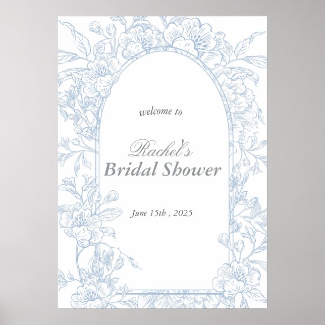 Póster Algo de Blue Wildflower Bridal Shower Invitación a (Frente)