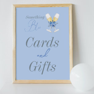 Póster Algo de ducha de novia floral de champagne azul