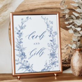 Póster Algo de Rótulo de tarjetas de ducha azul para las