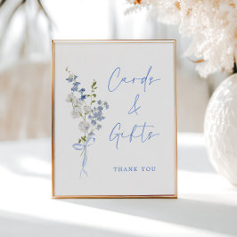 Póster Algo de tarjetas de cinta azul de flores silvestre