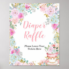 Póster Algo dulce es preparar té Fiesta Diaper Raffle