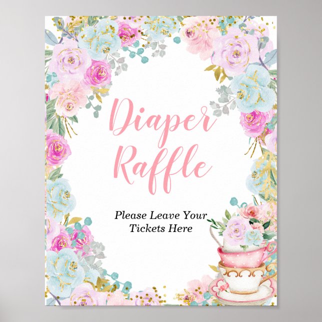 Póster Algo dulce es preparar té Fiesta Diaper Raffle (Frente)