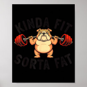 Póster Algo En Forma Algo Gordo Gimnasio Divertido Bulldo
