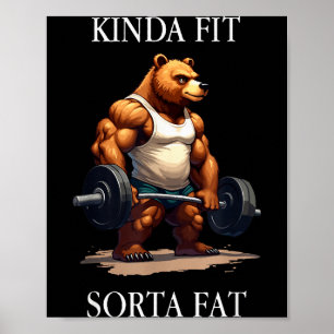 Póster Algo en forma algo gordo - Oso divertido levantand