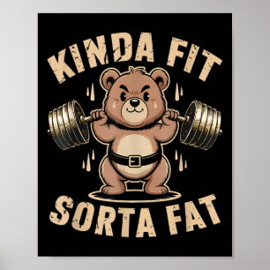 Póster Algo en forma un poco gordo - Oso divertido levant