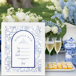 Póster Algo Floral Azul Ducha de novia Mimosa Bar