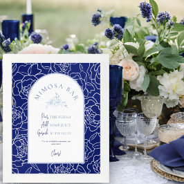 Póster Algo Floral Azul Ducha de novia Mimosa Bar