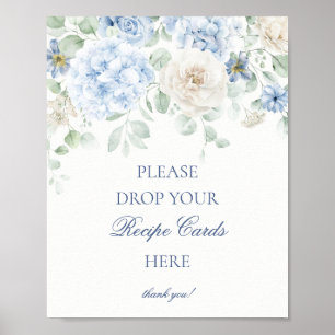 Póster Algo Floral azul Hidrangea Compartir receta