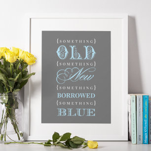 Póster Algo Viejo Nuevo Prestado Azul Boda