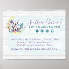 Póster Algodón floral del sur Moon & Rustic Wood