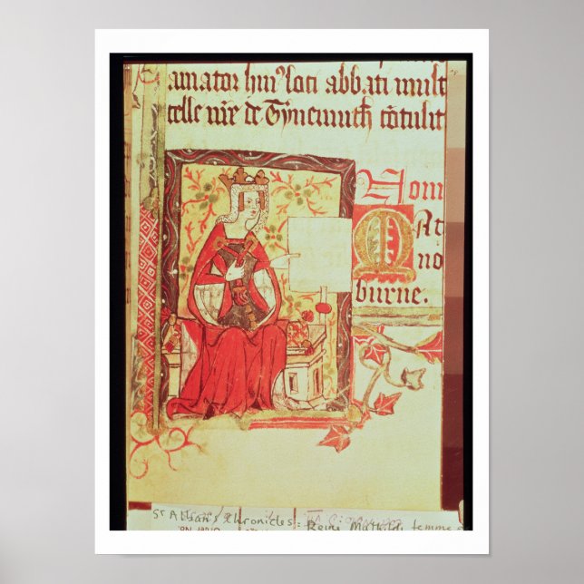 Póster Algodón Nero D VIII fol.7 Reina Matilda sosteniend (Frente)