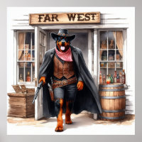 Alguacil de Rottweiler en la acuarela de Far West 