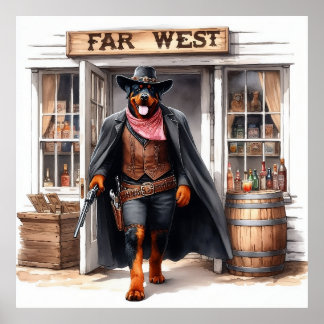 Póster Alguacil de Rottweiler en la acuarela de Far West