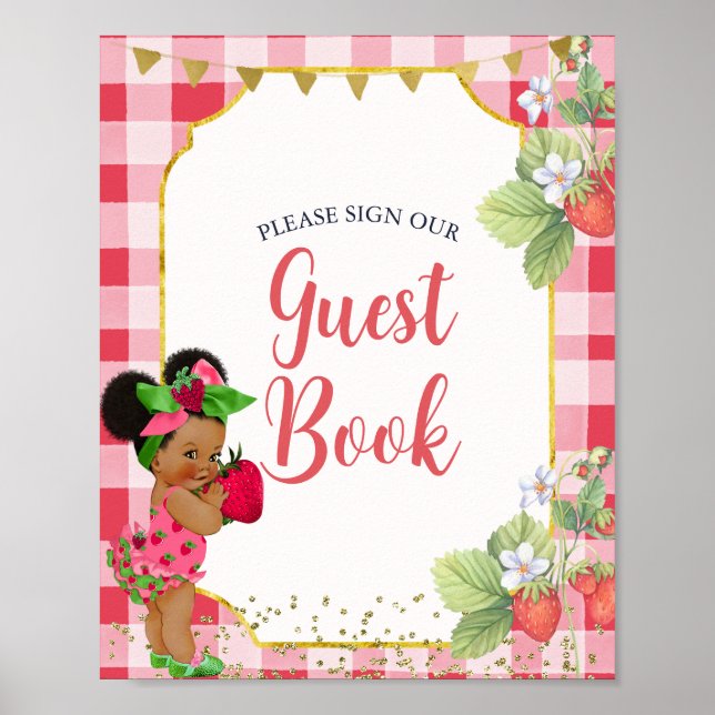Póster Alguien Berry Sweet Strawberry Baby Guest Book (Frente)