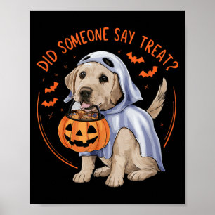 Póster ¿Alguien dijo regalo? Halloween Labrador Perro