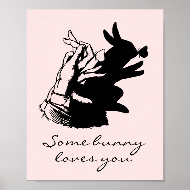 Póster Algún Amor de Conejo Pasado Rosa Pastel con Sombra (Frente)