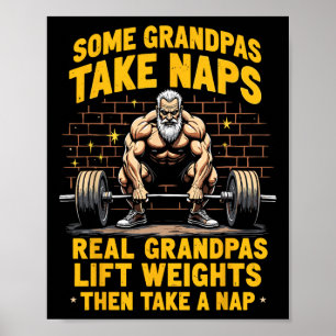 Póster Algunos abuelitos toman Naps Pesos de Levantamient
