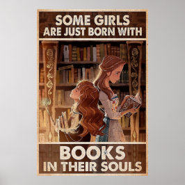 Póster Algunos Chicas acaban de nacer con libros en su al