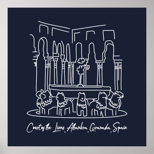 Póster Alhambra Court of the Lions 1 (Frente)