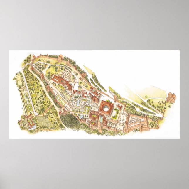 Póster Alhambra Granada Spain. Aerial view (Frente)