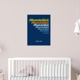 Póster Alhamdulillah Typography Royal Blue Nursery Person