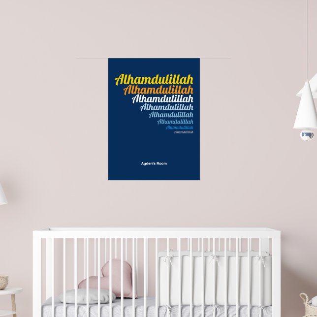 Póster Alhamdulillah Typography Royal Blue Nursery Person (Guardería 2)