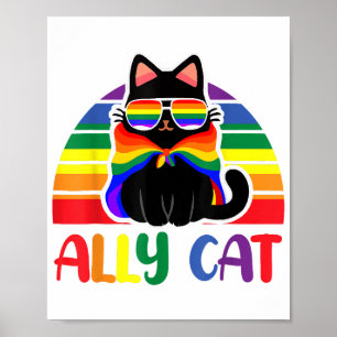Póster Aliado LGBT Gato Sé Amable Arcoíris Divertido Band