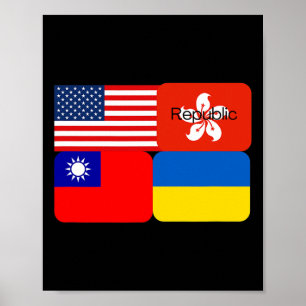 Póster Alianza de la Libertad Usa Hong Kong República Tai